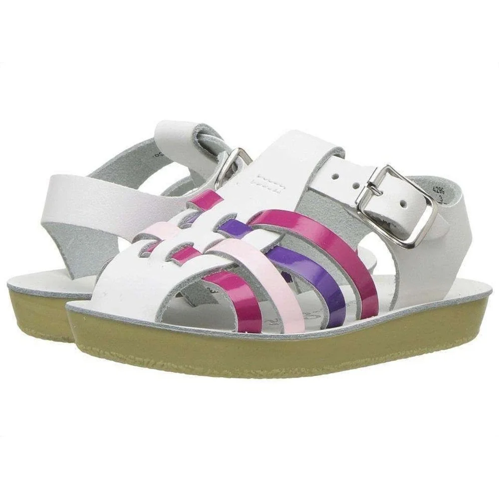 Sun-San Salt Water Sandals Sea Wee White NEW‎ Leather Size 7 Toddler